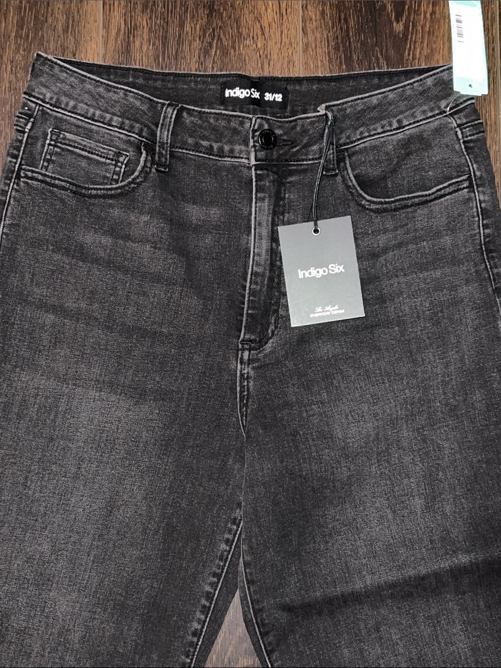 Indigo Six High Rise Slim Straight Jeans, Washed Black, Size:31/12 - Picture 3 of 11